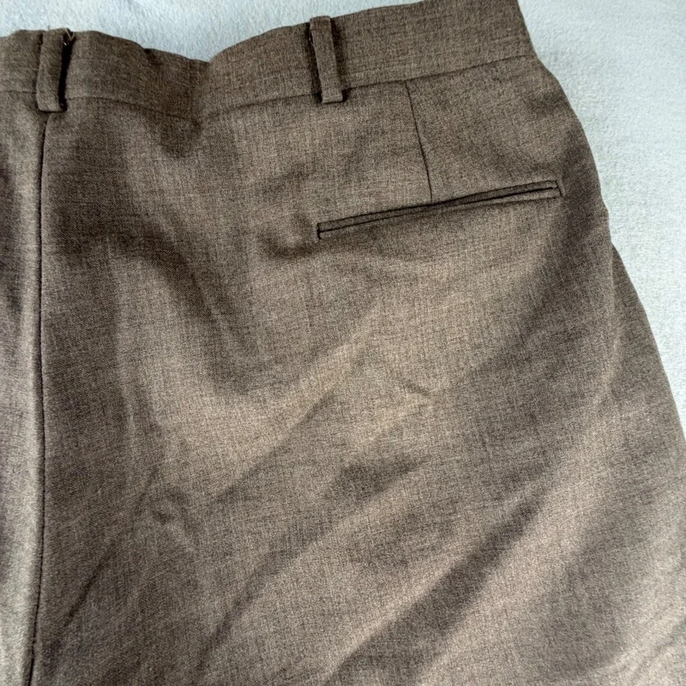 Lands End Mens 40 Wool Dress Pants Brown Straight Leg Cuffed Made in USA Vintage